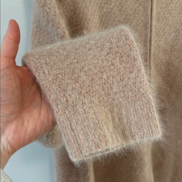 360 Cashmere Sweater Wool Zipper Cardigan Beige Sz Small Grandpacore Neutral - Picture 6 of 12